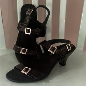 Helle Comfort Black Strappy snake skin designSandals with Buckle Details size 38